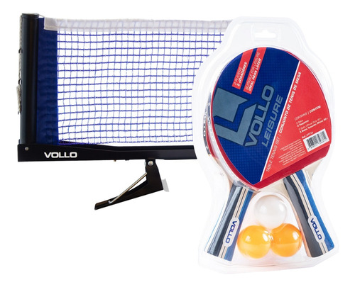 Pacote de 2 raquetes de ping pong Kit Tênis De Mesa Ping Pong 2 Raquetes Rede Suporte 3 Bolas Kit Tênis De Mesa Ping Pong 2 Raquetes Rede Suporte 3 Bolas laranja/azul/gris FL (Côncavo)