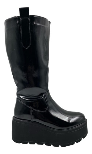 Bota Negra Charol Plataforma 2313