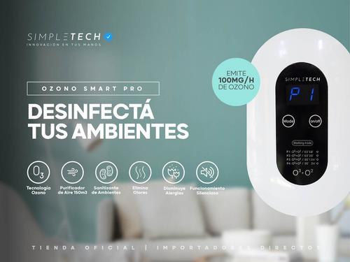 Imagen 2 de 8 de Ozonizador + Purificador Aire 100mg/h Ideal Ambientes