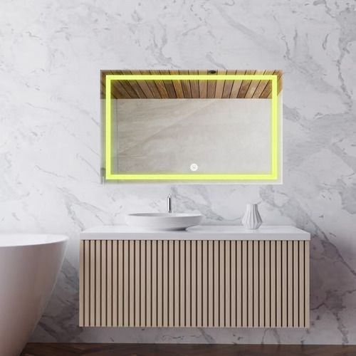Espelho Jateado Retangular Led 100x1110 Vertical Horizontal Moldura Quente