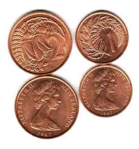 2 Monedas De Nueva Zelanda Año 1967 Sin Circular