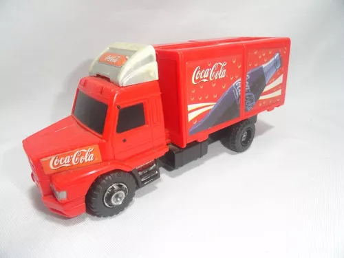 Anos 90 Mini caminhão de plástico coca cola com pequeno dano na