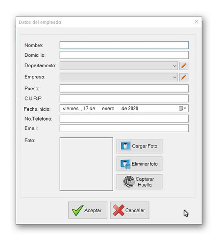 Software Sistema Control Asistencia Empleados Huella