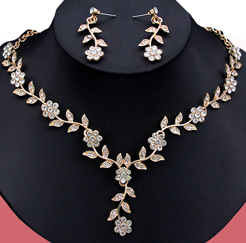 Conjunto De Joyas Para Mujer Collar Y Aretes Set Coctel Boda