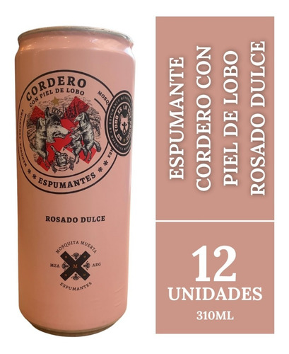 Imagen 1 de 10 de Espumante Cordero Con Piel De Lobo Rosado Dulce Lata X 12