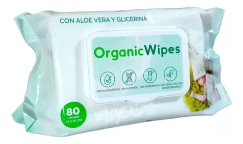 Pack 10 Toallitas Humedas Organicas Con Aloe Vera Glicerina