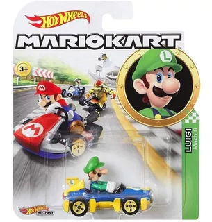 Hot Wheels Luigi Super Mario Kart -vehiculo (escala 1/64 )