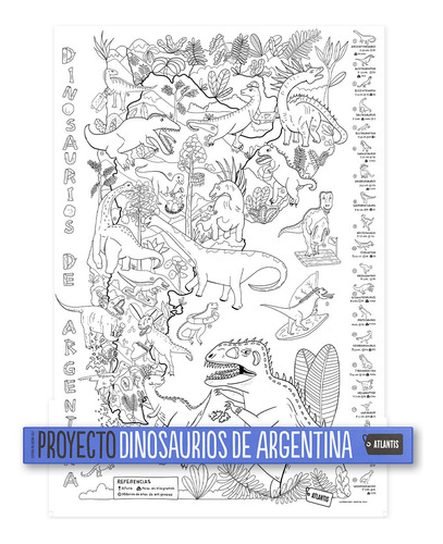 Mapa Atlantis Lamina P/pintar Dinosaurios De Argentina