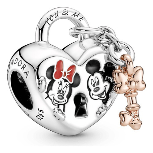 Charm Candado Con Mickey Mouse Y Minnie Mouse De Disney 