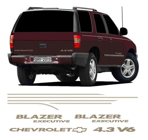 Kit Faixa Blazer Executive 2003/06 4.3 V6 Adesivo Champanhe