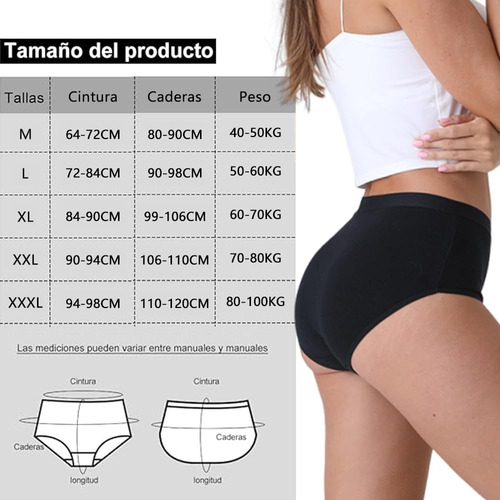 Y 6 Pcs Calzoncillos De Algodón De Talla Grande Para Mujer