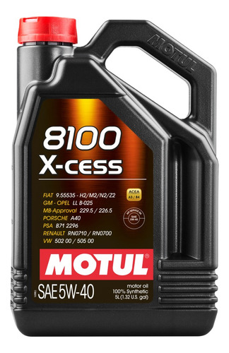 Aceite Motor Auto Motul 8100 5w40 Xcess 100% Sintétic 5l