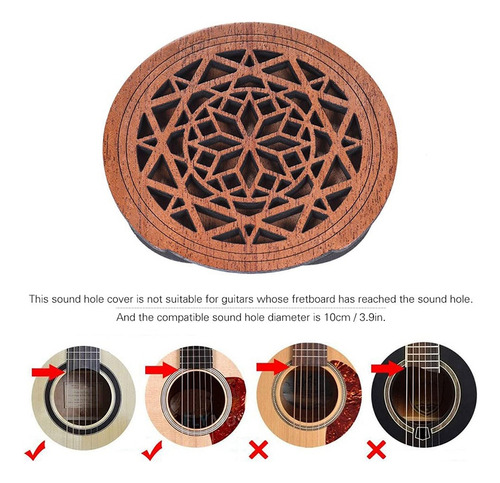 Cubierta De Agujero De Sonido De Madera Para Guitarra, Bloqu