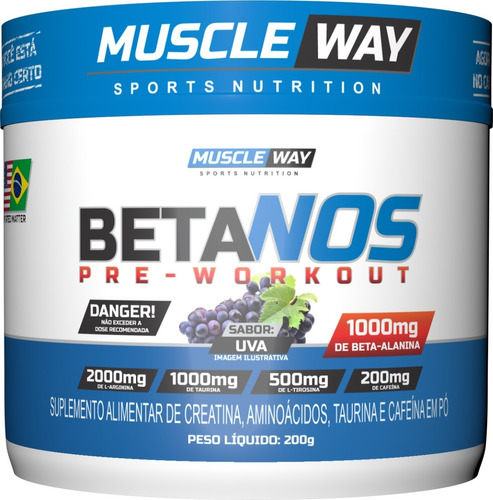 Pre Treino Beta Nos Pote 200g C/ Beta Alanina - Muscle Way Sabor Uva