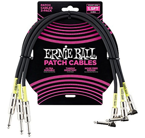 Paquete De 3 Cables De Interconexión Ernie Ball, Rectos/ángu