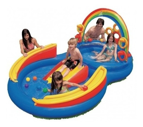 Play Center Pileta Niños Inflable Intex Rainbow 297x193x135