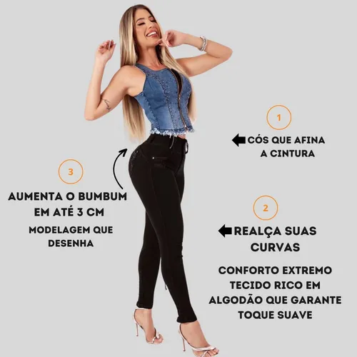 Calça jeans modela best sale bumbum