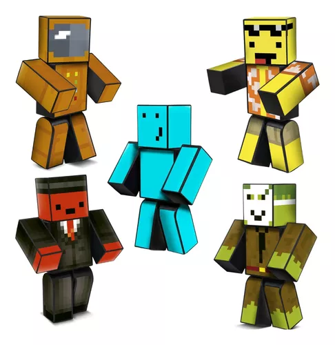 Kit 03 Boneco Jogo Minecraft Streamer Zoom Stick Kadu 35 Cm