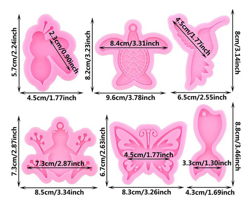 2025 6pcs Molde De Silicona Llavero Colibrí Mariposa Rana