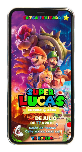 Tarjeta Invitación Digital Mario Bross  Para Whatsapp