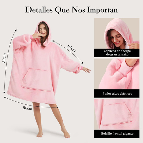 Sudadera Cobija Con Capucha Oversize, Cobija Con Mangas