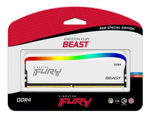 Imagen 3 de 7 de Memoria Ram Ddr4 16gb 3200mhz Kingston Fury Beast Rgb White!