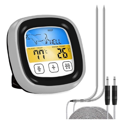 Termômetro Touchscreen Forno Cozinha Temperatura 2 Sondas Ar