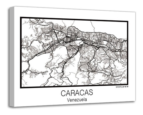 Cuadro Caracas Venezuela Mapa Lienzo Decorativo Foto Canvas