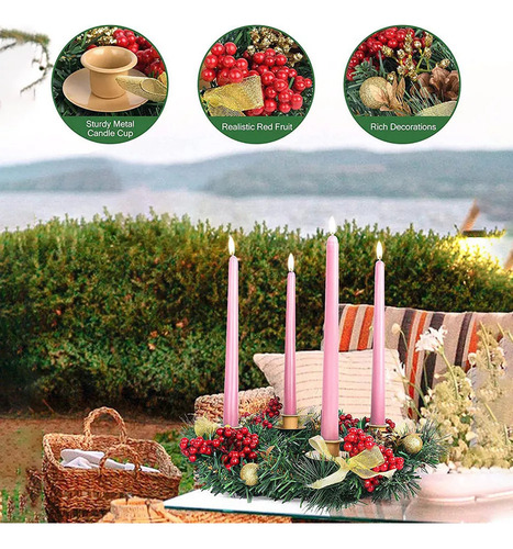 Candelabro Artificial Sd Cb Corona Adviento Navidad 12