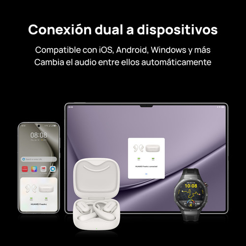 Auricular Inalámbrico Huawei FreeArc Open-ear Audífonos Bluetooth 5.2, Ajuste Seguro y Cómodo, IP57 Resistente al Agua, Batería de 510 mAh para 28 horas de Escucha, IOS, Android y Windows, Verde