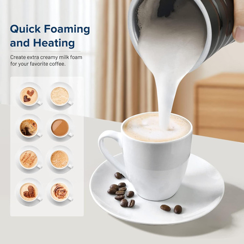 Espumador De Leche Secura 4 En 1, Caliente O Fria, Negro