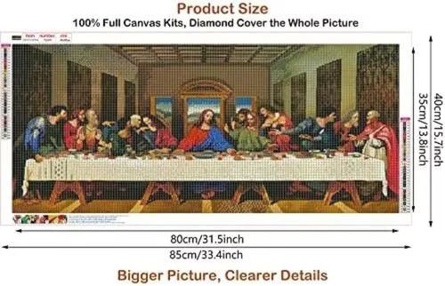 Ri Pintura De Diamantes 5d Diy Jesus La Última Cena 40x80cm