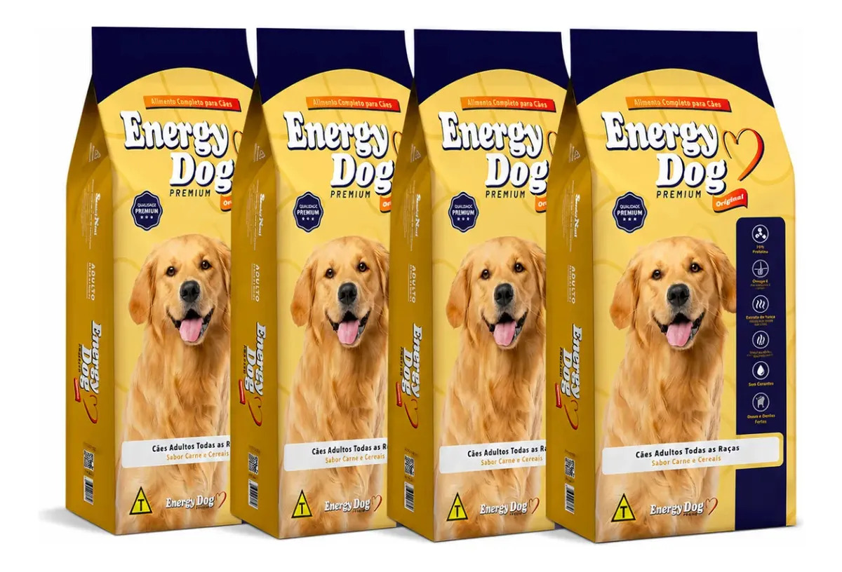 Kit 4 Ração Para Cães Adultos Energy Dog Proteína 1kg