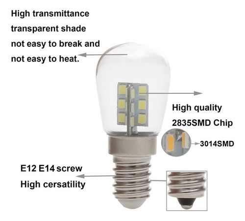 10 Uds E14 Led Mini 3w Refrigerador/refrigerador Bombilla