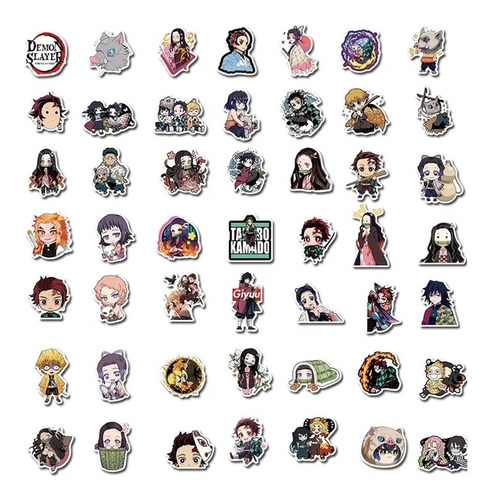 Imagen 7 de 7 de Set 100 Stickers Kimetsu No Yaiba Demon Slayer Anime 4-6 Cm