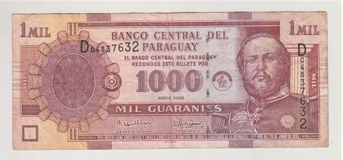 Billete Paraguay 1000 Guaraníes 2005 Usado (c85)