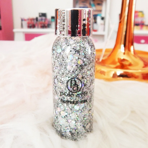 Cola De Sirena Glitter Holografico Sombra En Gel Plateado