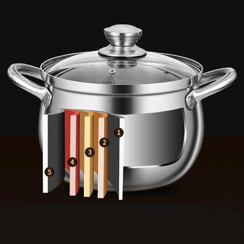 Olla Para Sopa De Acero Inoxidable Con Tapa, Olla Para 22 Cm