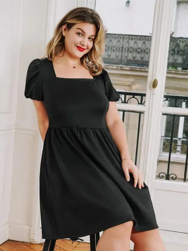 Vestido Shein Escote Cuadrado Espalda Criss Cross Plus Size