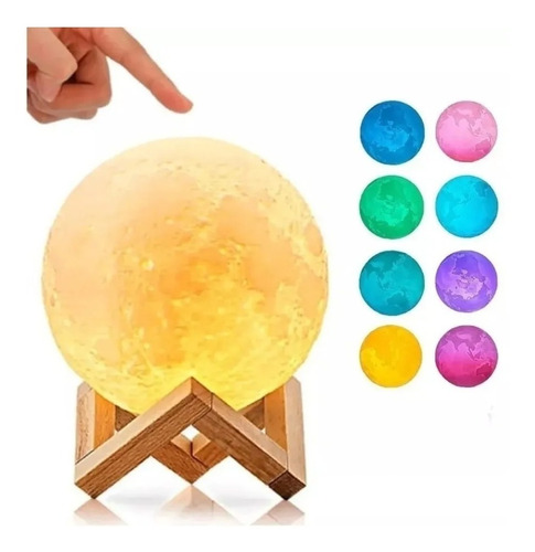 Lampara Lunar Led 3d Luna Moonlight 8 Colores Touch Táctil