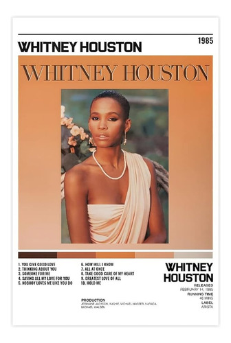 Shruan Whitney Houston 1985 Tracklisting Poster Album Cover