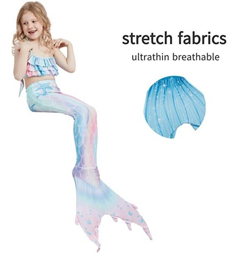 Imagen 6 de 8 de Colas De Traje De Baño De Sirena De 3 Piezas Para Nadar Para