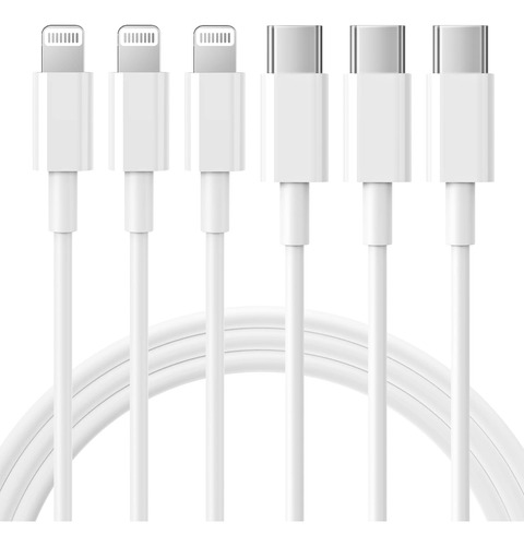 Cable Usb C A Lightning Rctech, Paquete De 3 M Mfi Para Ipho