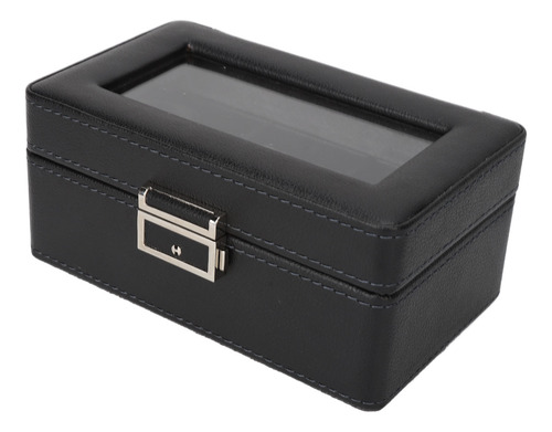 Vitrina De Reloj Con 3 Rejillas, Piel Sintética, Color Negro