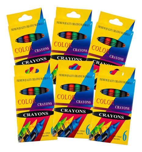 60 Crayolas Colores Mayoreo Premio Cajita 6 Piezas Color Surtidos