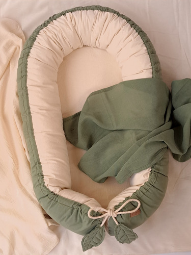 Nido De Contencion + Manta De Gasa Para Bebe Verde