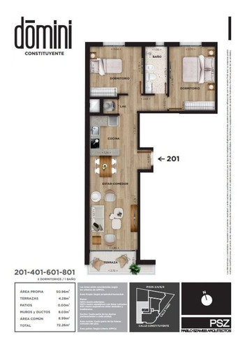 Imagen 2 de 6 de Venta Apartamento 2 Dormitorios Cordón Domini Constituyente