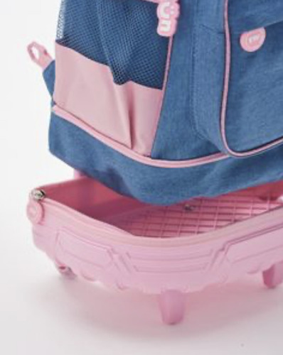 Mochila Con Carro 18 Pulgadas 2 Ruedas Desmontable Chic Fw Color Jeans Claro Cierre Rosa Diseño De La Tela Chic 201226