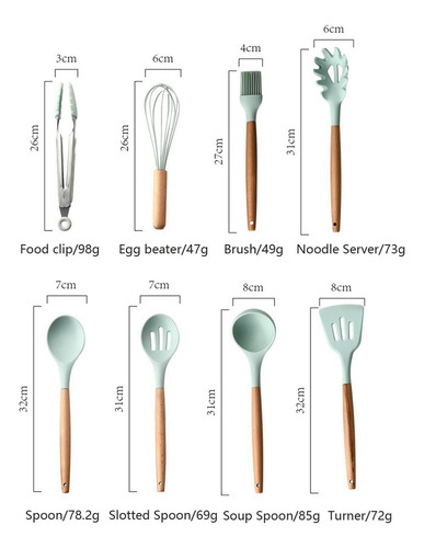 Set De Utensilios De Cocina De Silicona 12 Unidades Cuchara