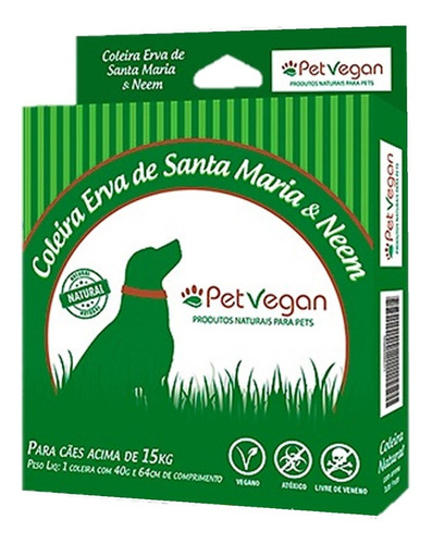 Coleira Repelente Erva De Santa Maria Pet Vegan Para Cães G